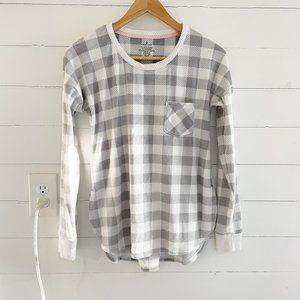 Cuddl Duds Gray Gingham Soft Pajama Top